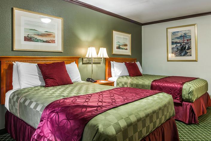 Check out our specials on our booking engine. Find the latest packages and  specials. This photo is a Double Queen Room Deluxe.